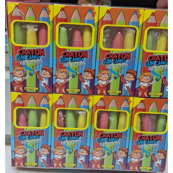 CRAYON GUM CANDY 15G X 24U