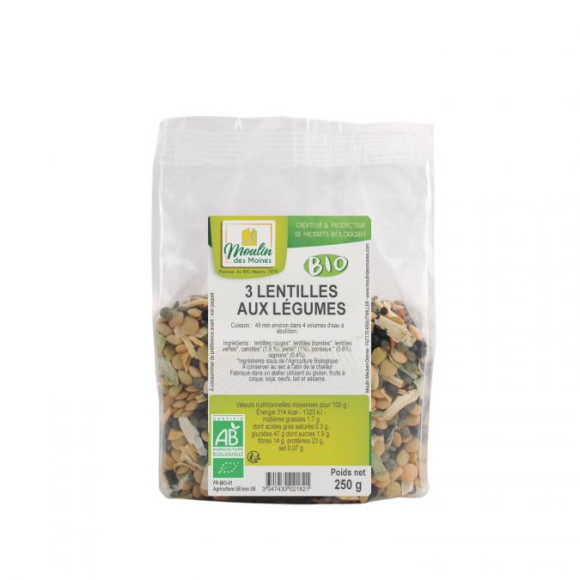 BIO 3 LENTILLE LEGUME 250GR